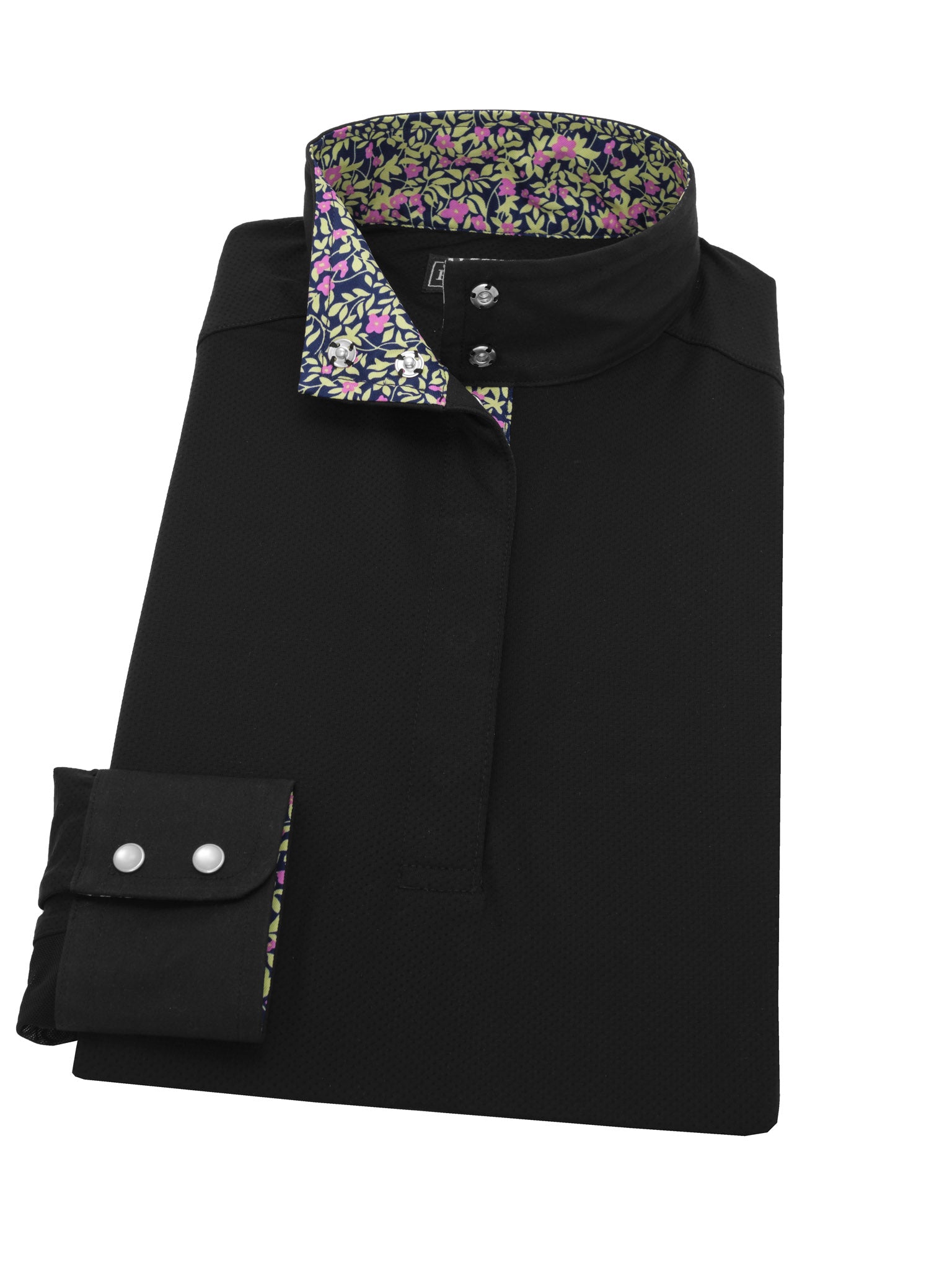 Magenta Flower Ladies "Dusk" Black Performance Show Shirt