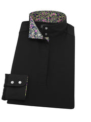 Magenta Flower Ladies "Dusk" Black Performance Show Shirt