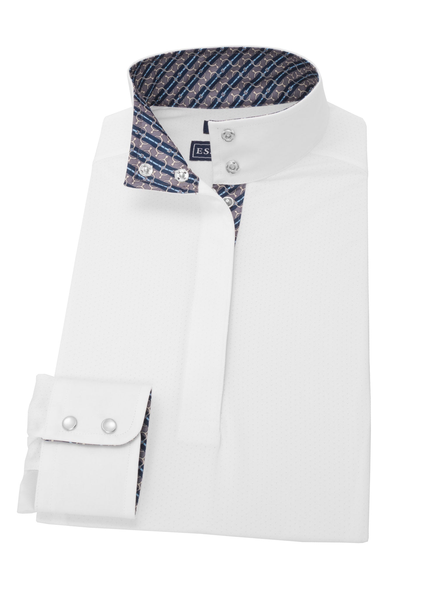 Grey Spurs & Straps Ladies Talent Yarn Straight Collar Long Sleeve Show Shirt