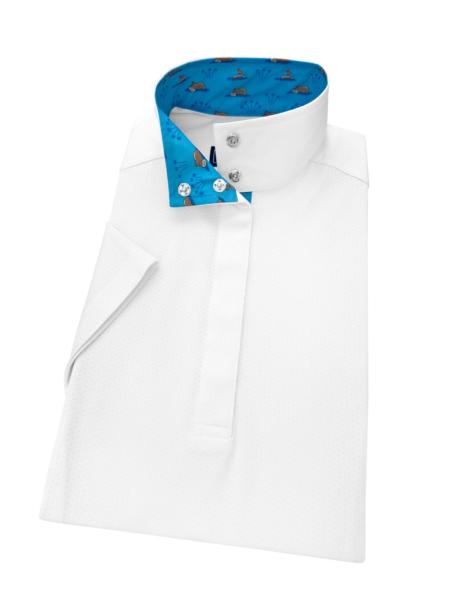 Swimming Hippos Ladies Talent Yarn Straight Collar Short Sleeve Show Shirt