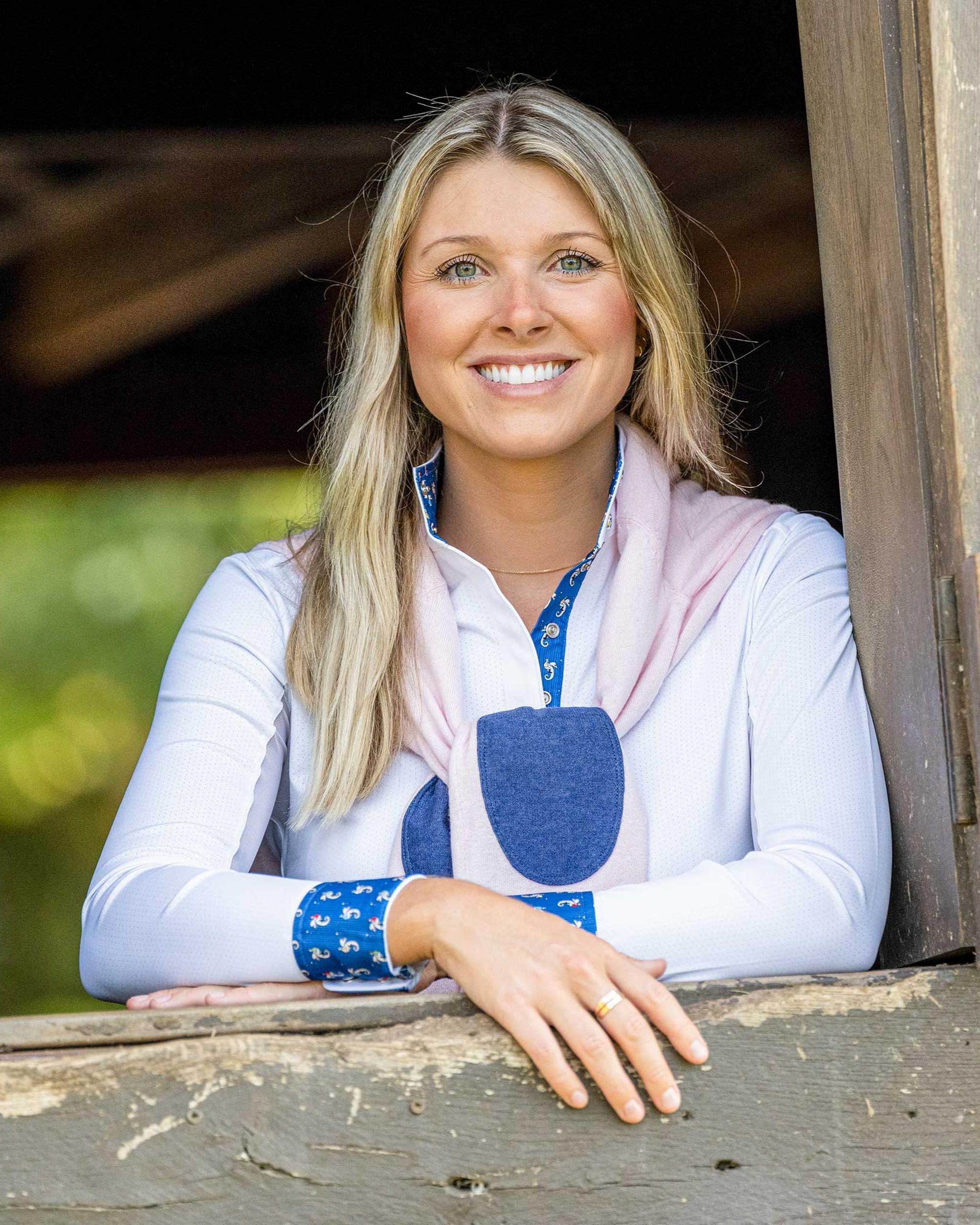 Seahorsin' Around Ladies Talent Yarn Straight Collar Long Sleeve Show Shirt