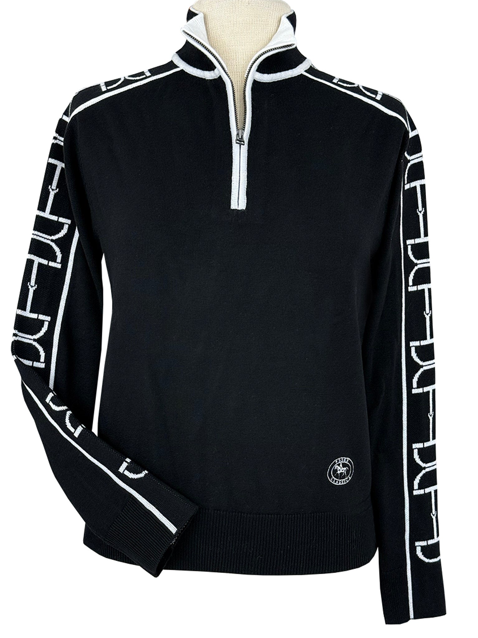 Polished Bit Quarter Zip Sweater - Black