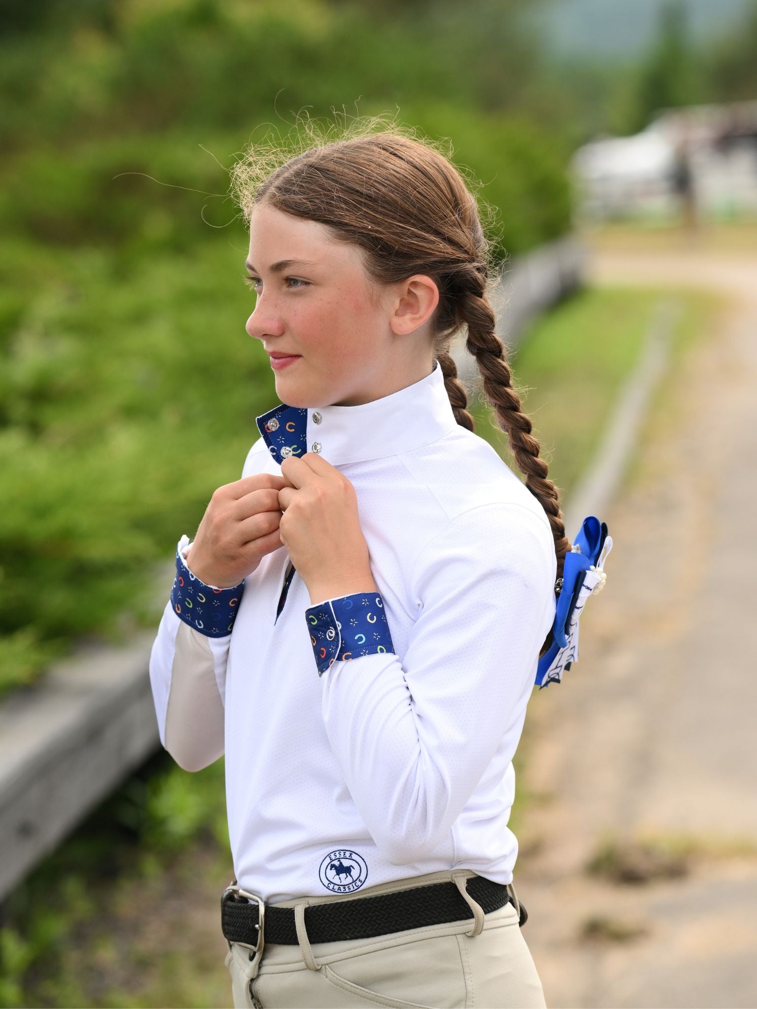 Show Ring Luck Girls Talent Yarn Straight Collar Long Sleeve Show Shirt