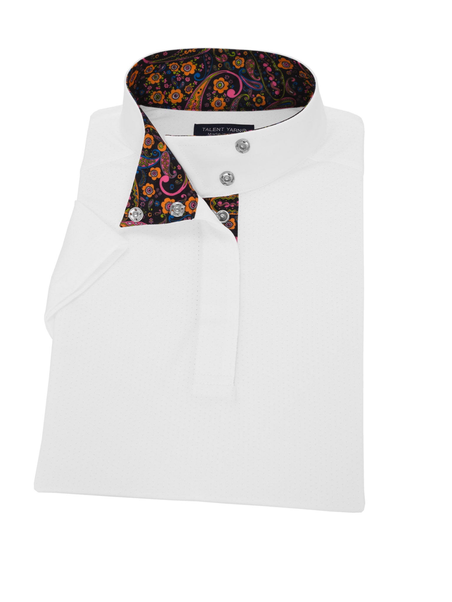 Mod Paisley Girls Talent Yarn Wrap Collar Short Sleeve Show Shirt