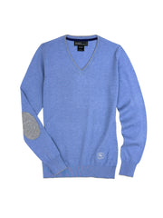 Light Blue with Grey Trey V-Neck Sweater