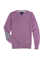 Mauve with Grey Trey V-Neck Sweater