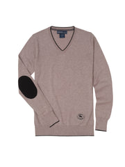 Taupe with Black Trey V-Neck Sweater