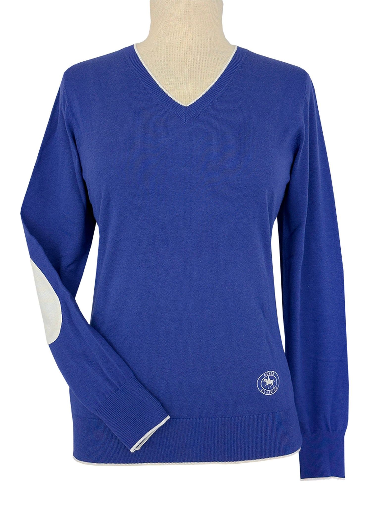 Sapphire with Ivory Trey V-Neck Sweater