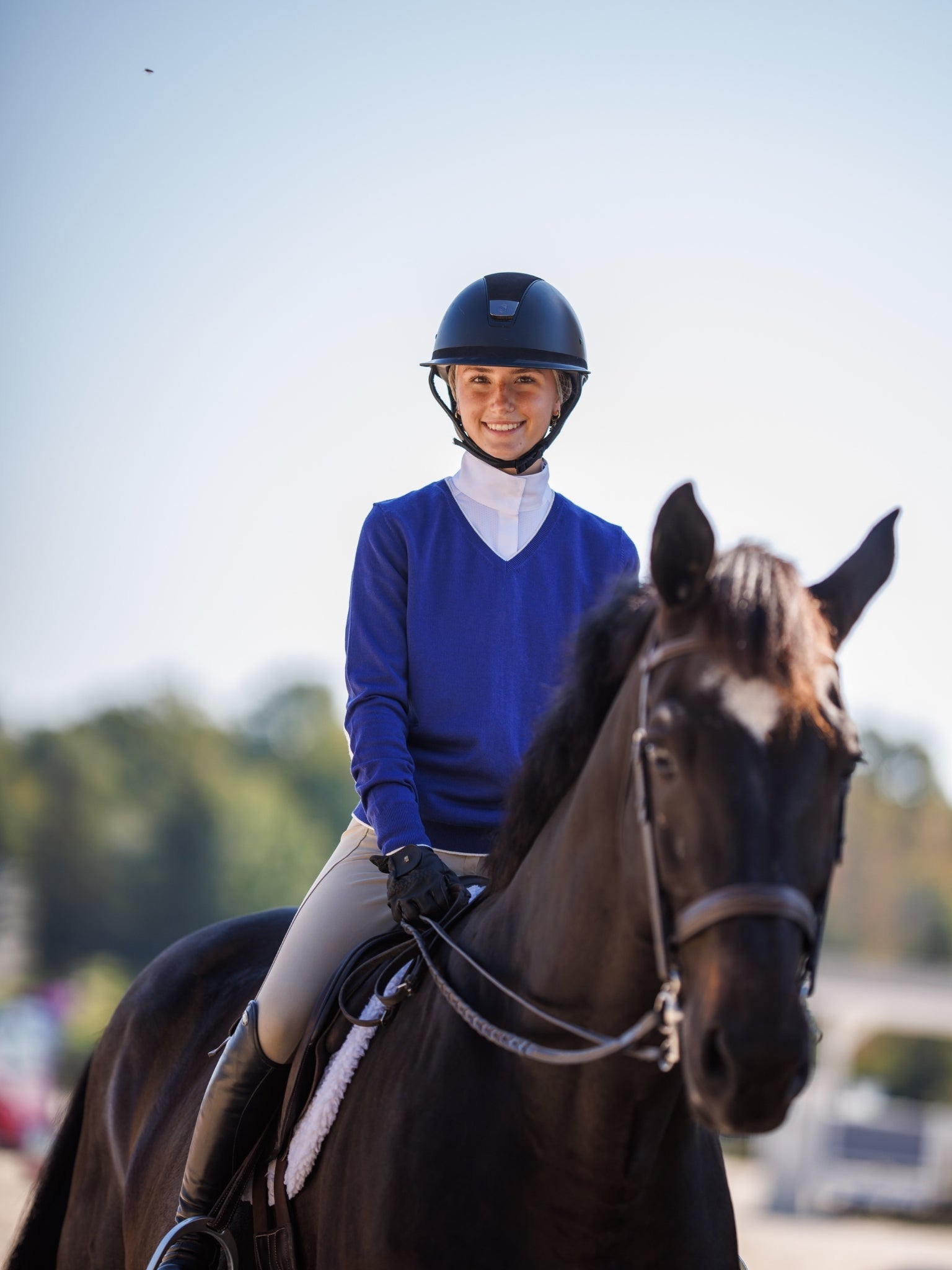 Sapphire with Ivory Trey V-Neck Sweater