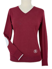 Cranberry with Ivory Trey V-Neck Sweater