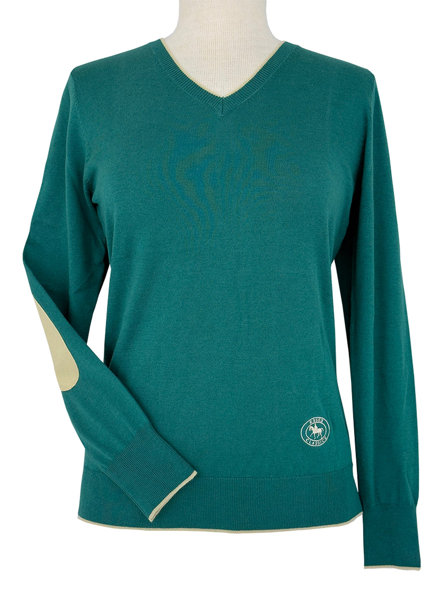 Emerald Green with Gold Trey V-Neck Sweater