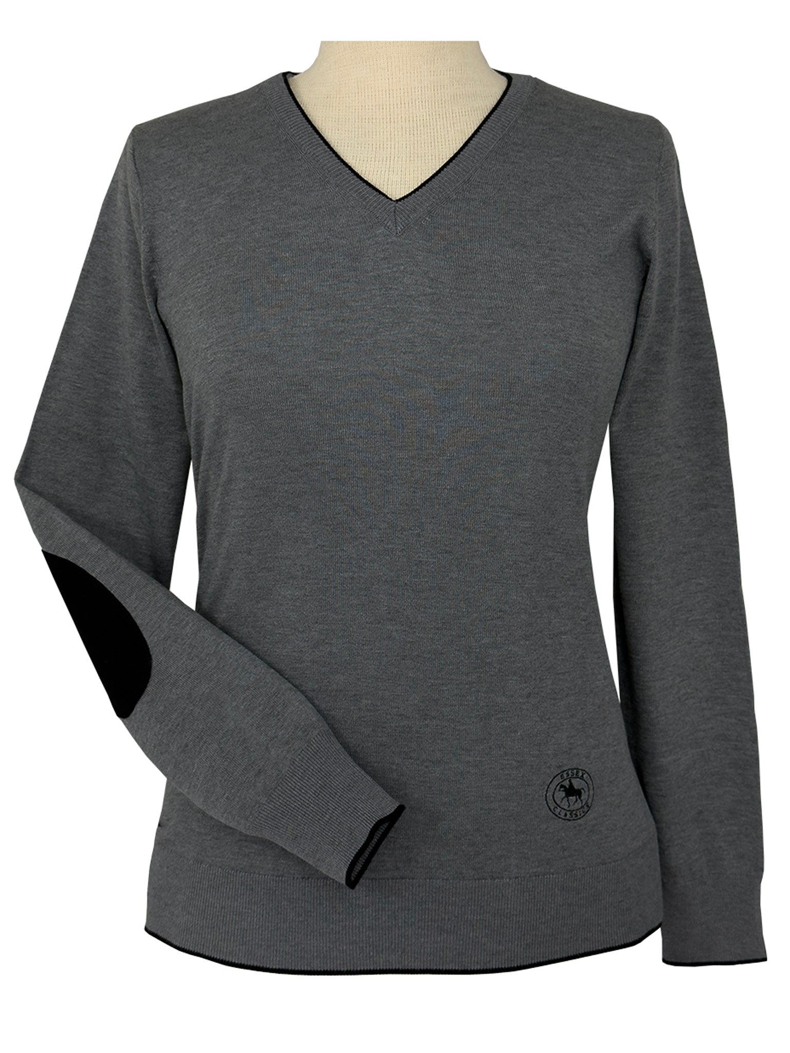 Grey with Black Trey V-Neck Sweater