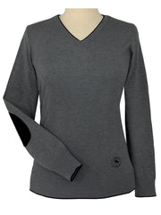 Grey with Black Trey V-Neck Sweater