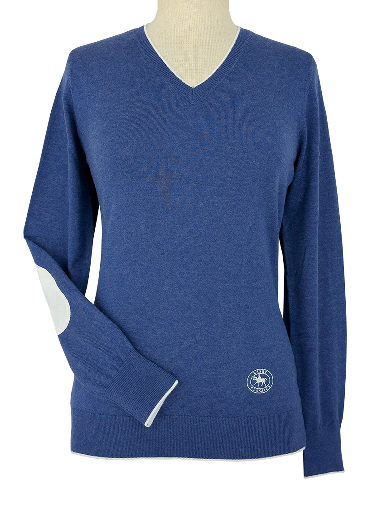 Navy with Ivory Trey V-Neck Sweater