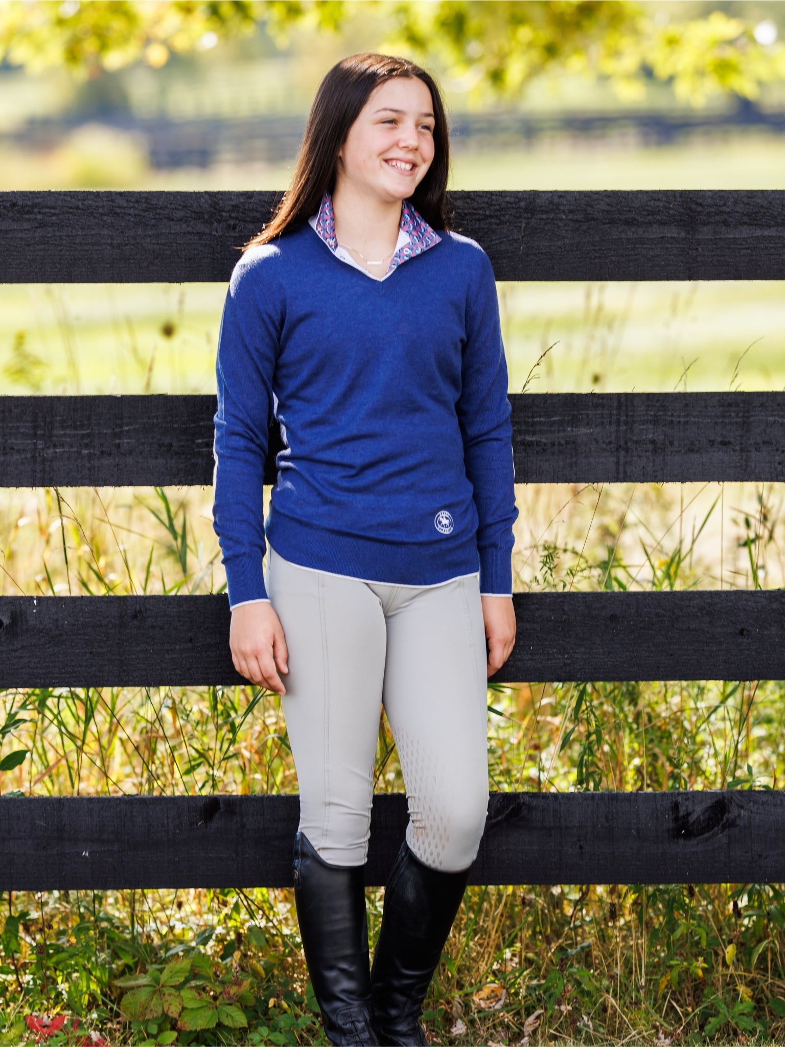 Navy with Ivory Trey V-Neck Sweater