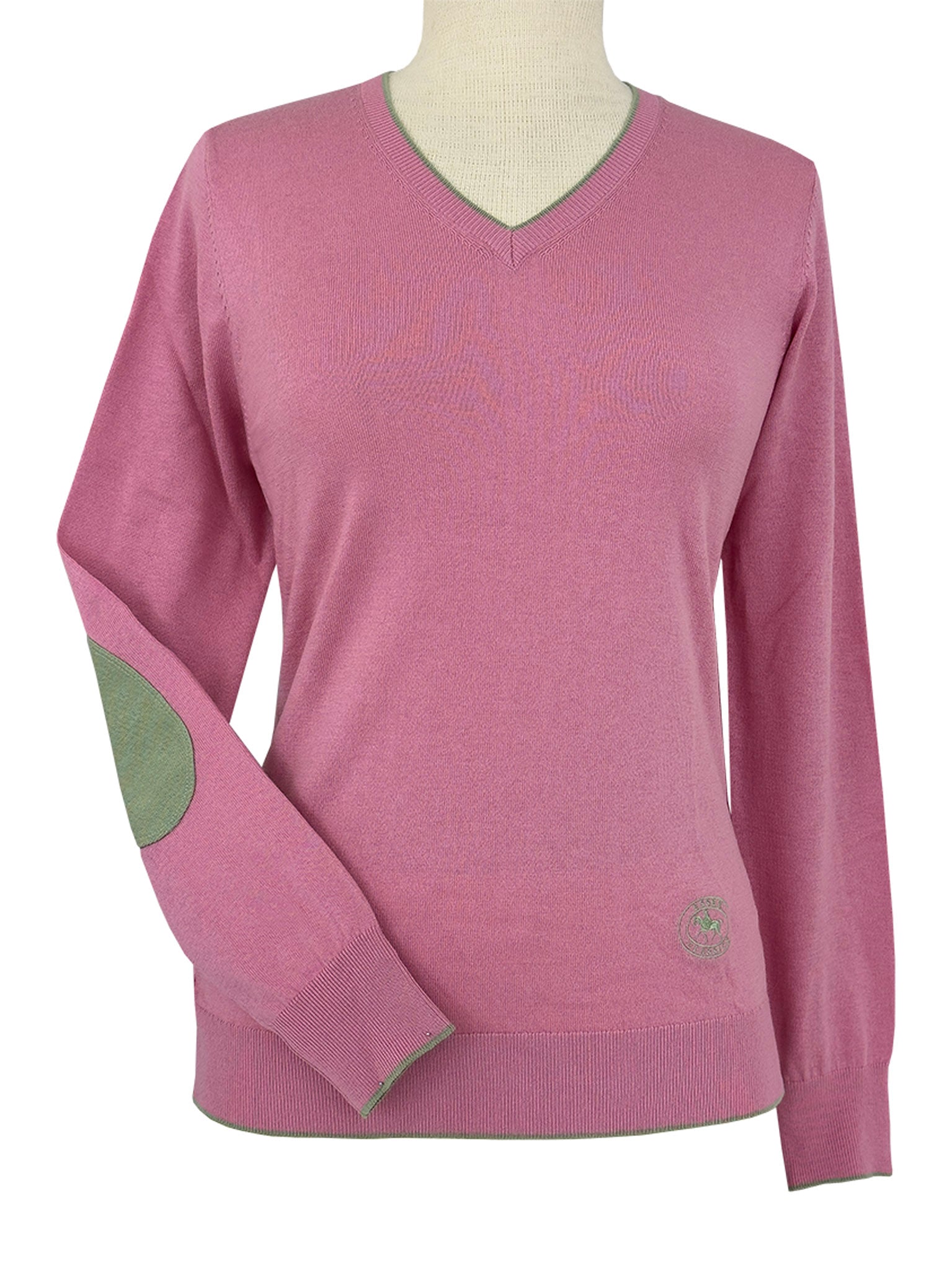 Pink with Moss Trey V-Neck Sweater