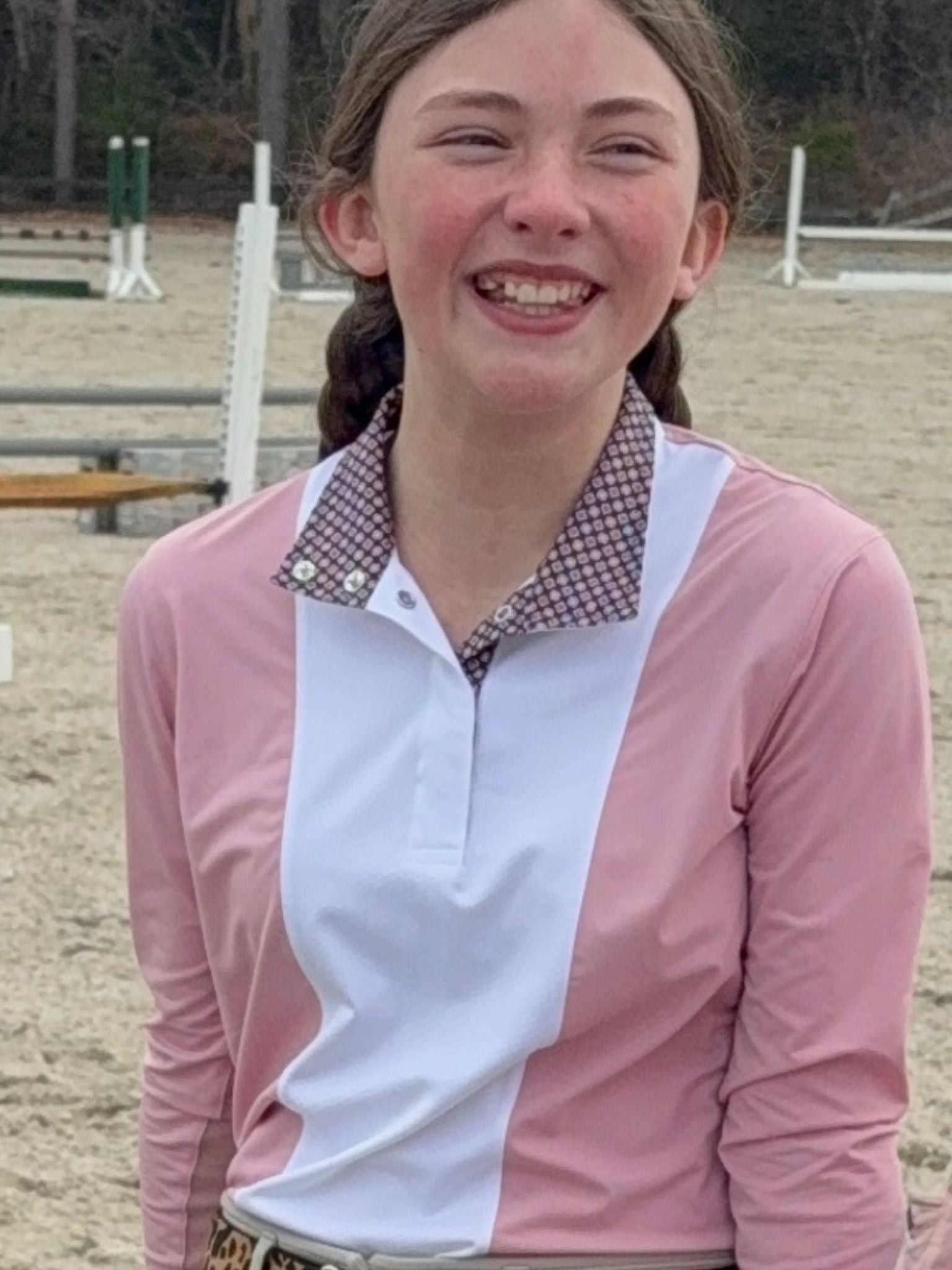 Girls "Luna II" Pink Long Sleeve Performance Show Shirt