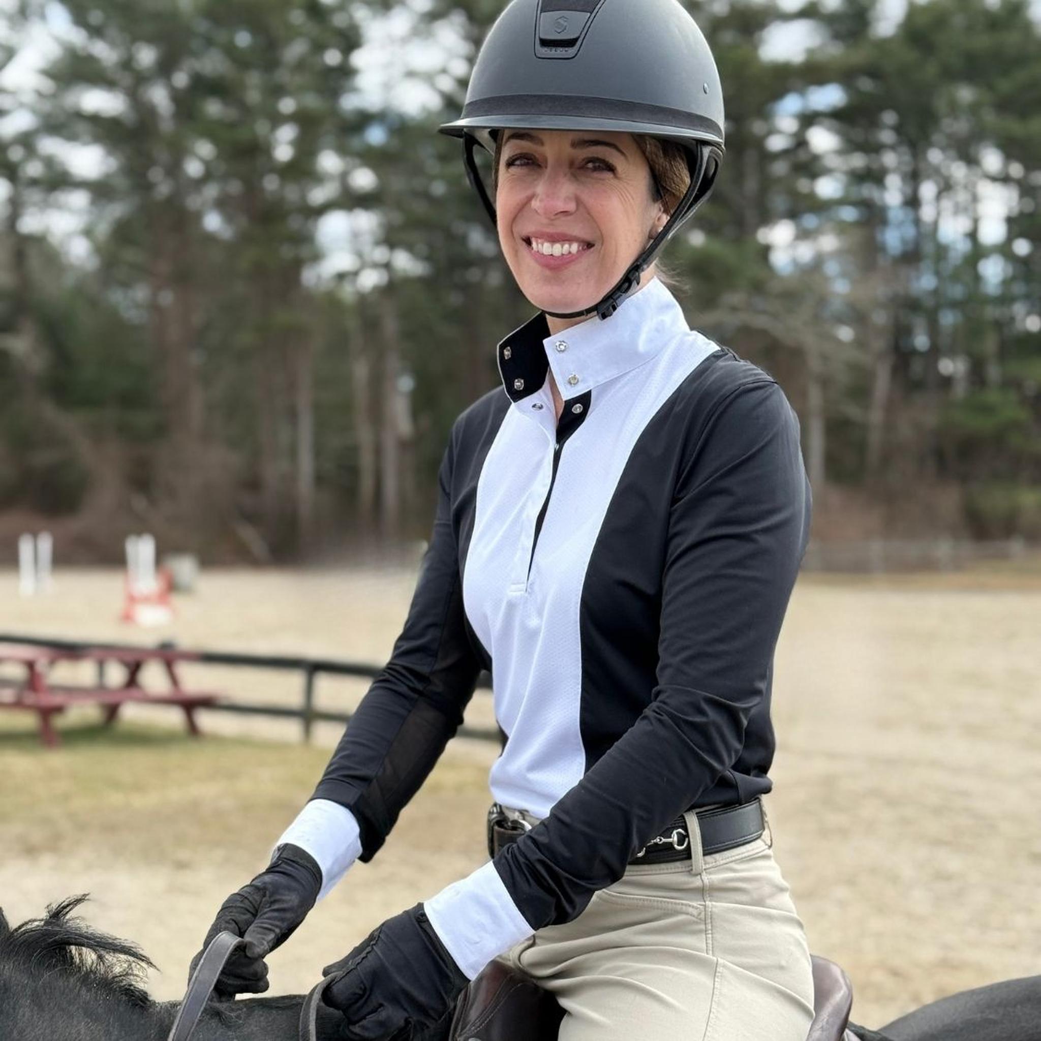 Ladies "Luna II" Black Self-Trim Long Sleeve Performance Show Shirt