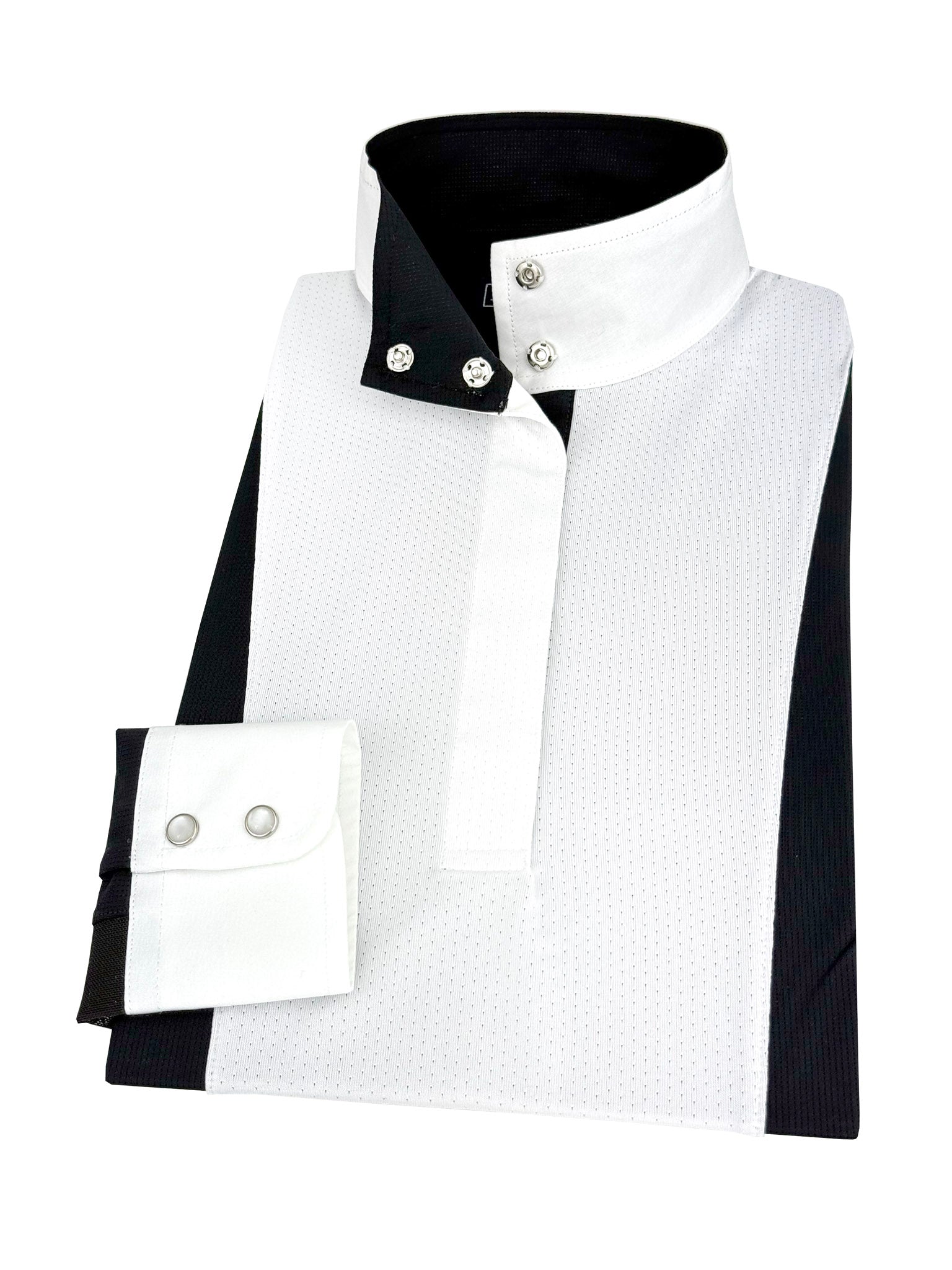 Ladies "Luna II" Black Self-Trim Long Sleeve Performance Show Shirt ...