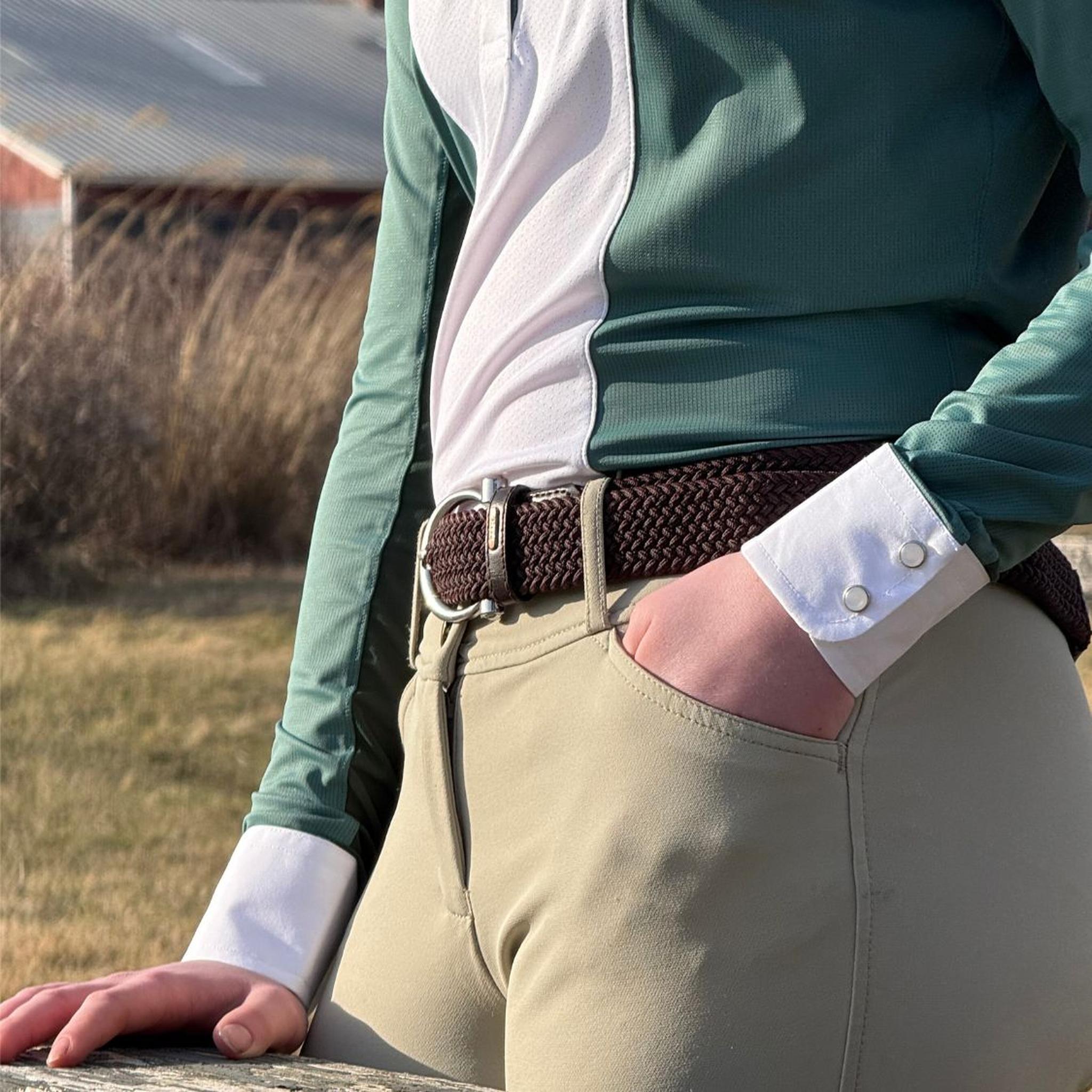 Ladies "Luna II" Forest Green Self-Trim Long Sleeve Performance Show Shirt