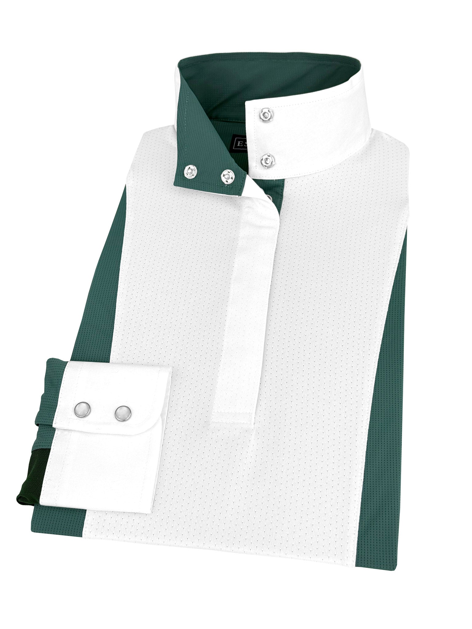 Girls "Luna II" Forest Green Self-Trim Long Sleeve Performance Show Shirt