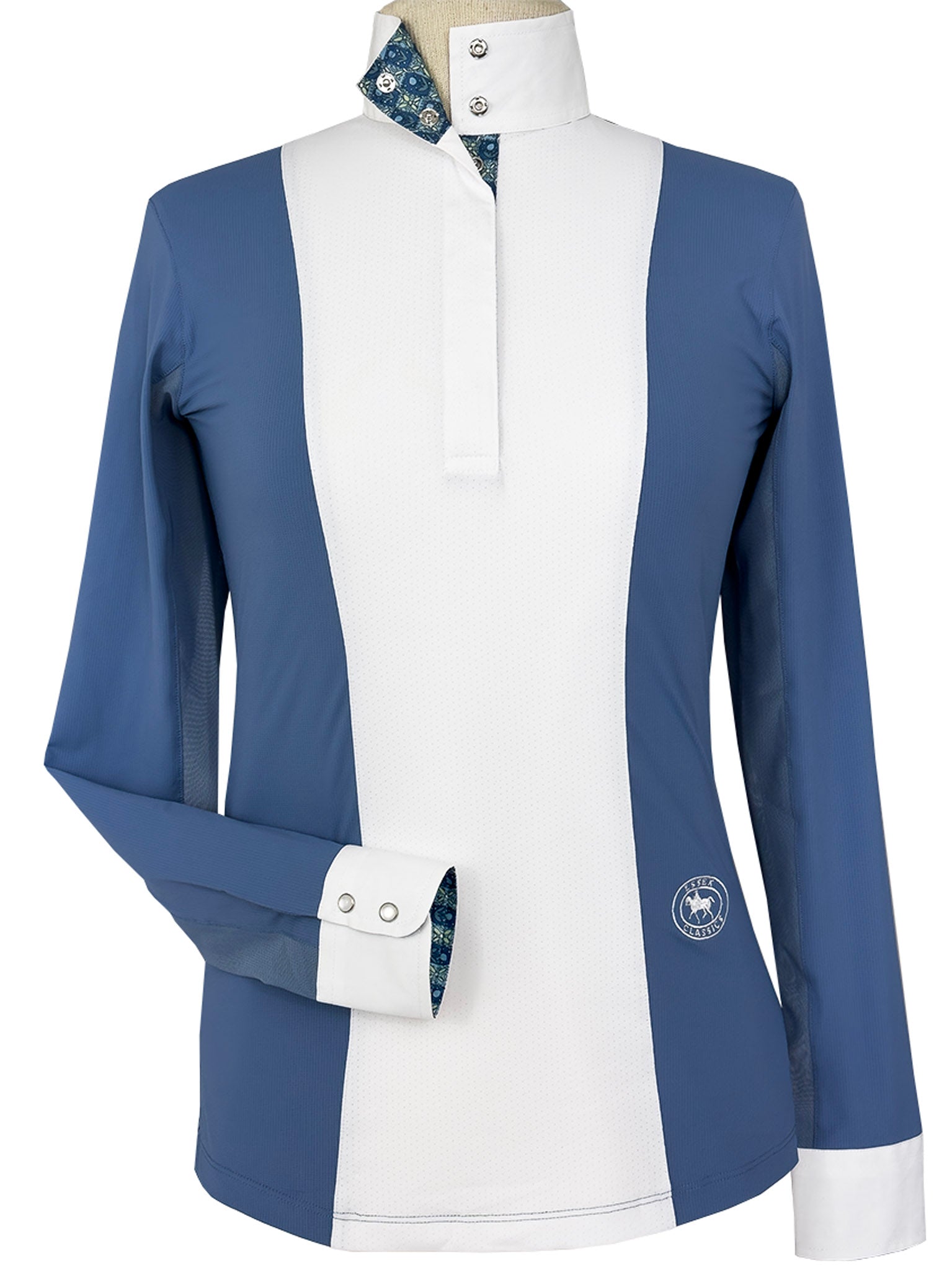 Ladies "Luna II" Blue Gallop Garden Long Sleeve Performance Show Shirt