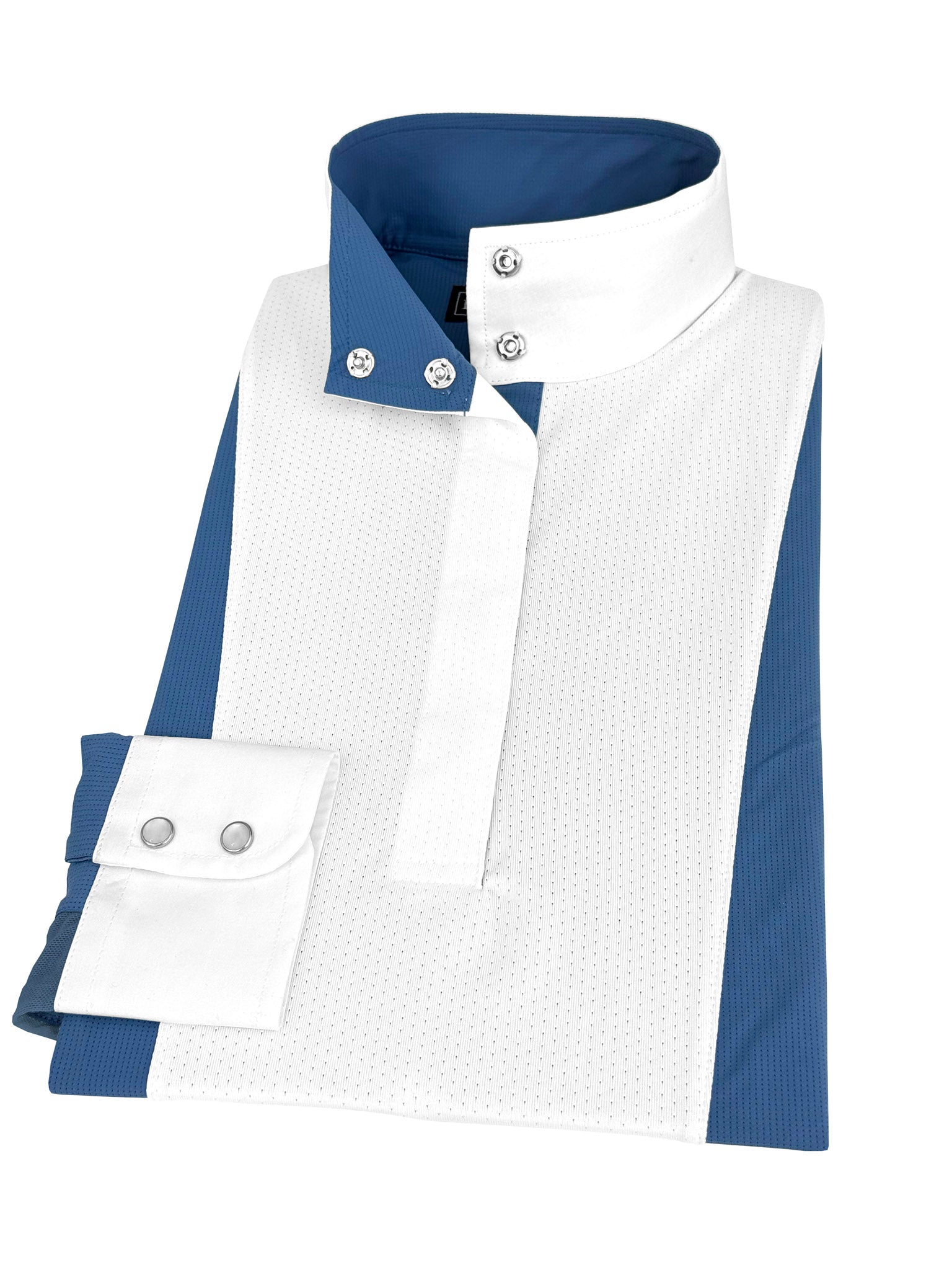 Girls "Luna II" Blue Self-Trim Long Sleeve Performance Show Shirt