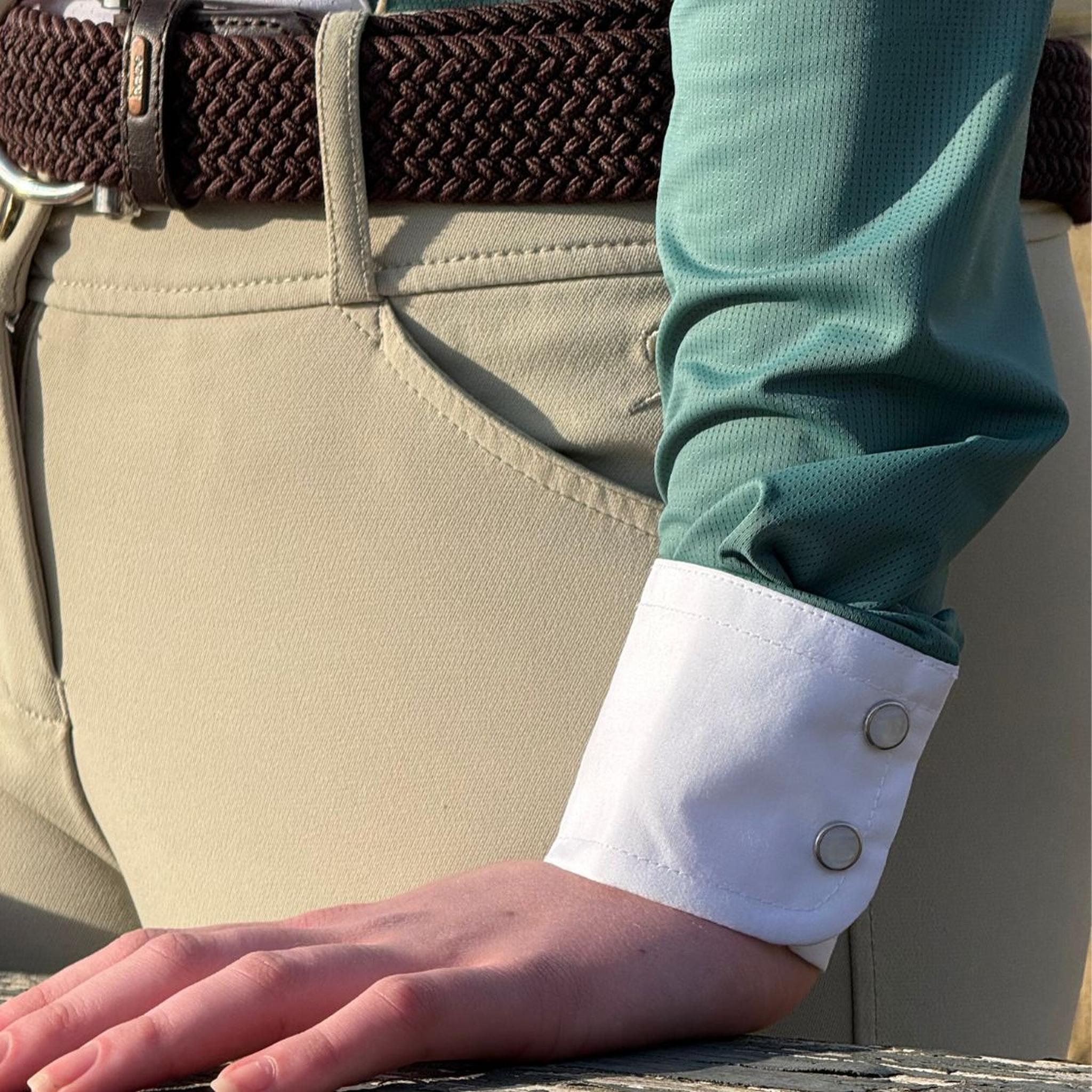 Ladies "Luna II" Forest Green Self-Trim Long Sleeve Performance Show Shirt