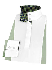 Ladies Sage Green "Luna II" Long Sleeve Performance Show Shirt with Diamond and Daisy Trim
