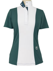 Ladies "Luna II" Forest Green with Golden Snaffle Short Sleeve Performance Show Shirt