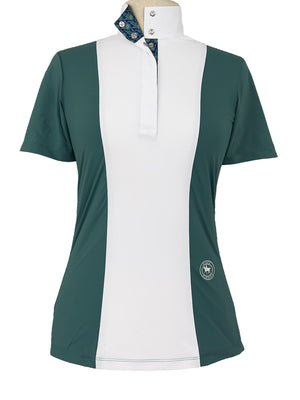 Ladies "Luna II" Forest Green with Golden Snaffle Short Sleeve Performance Show Shirt
