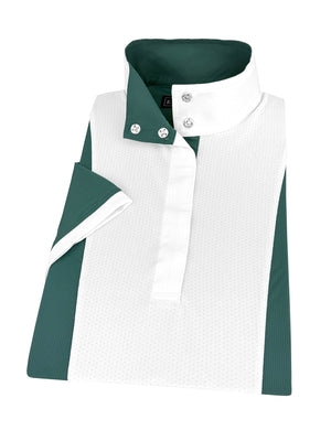 Girls "Luna II" Forest Green Self-Trim Short Sleeve Performance Show Shirt