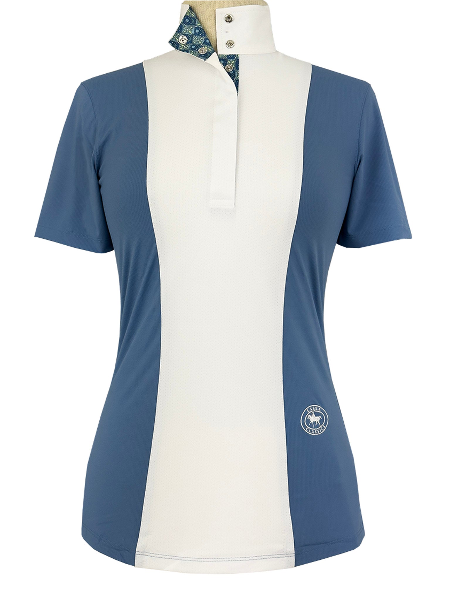 Ladies "Luna II" Blue Gallop Garden Short Sleeve Performance Show Shirt