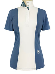Ladies "Luna II" Blue Gallop Garden Short Sleeve Performance Show Shirt