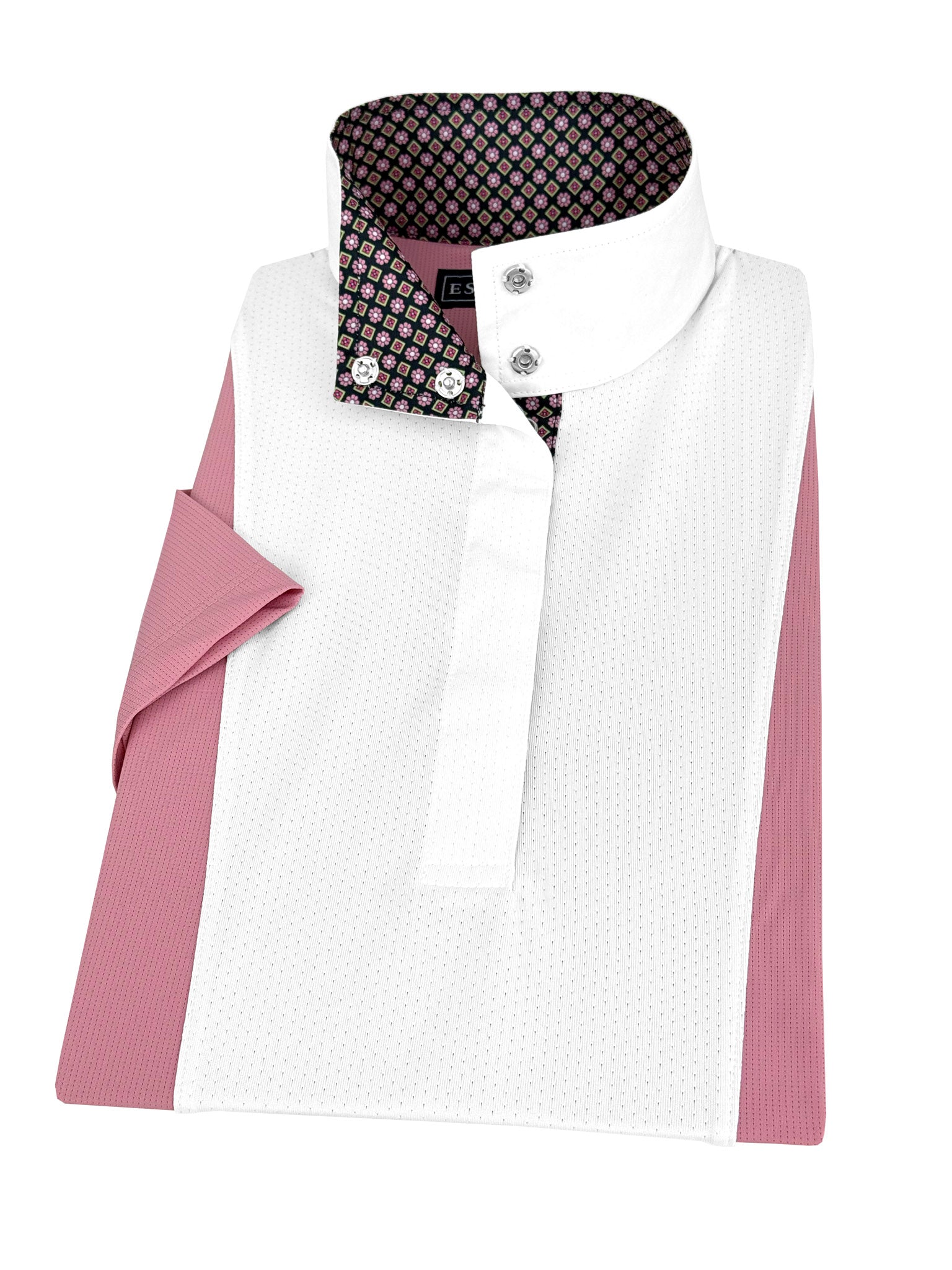 Ladies "Luna II" Pink Short Sleeve Performance Show Shirt with Diamond and Daisy Trim