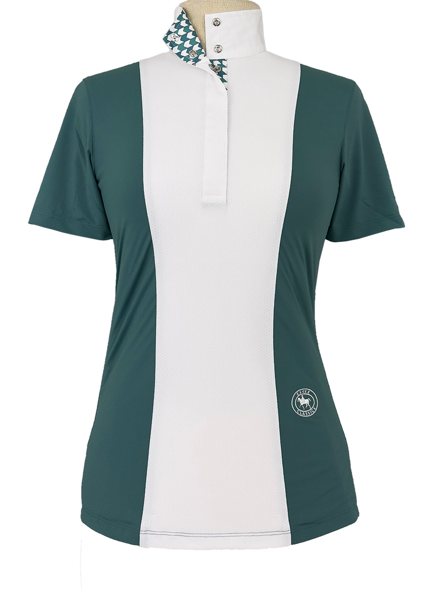 Girls "Luna II" Forest Green with Geometric Short Sleeve Performance Show Shirt