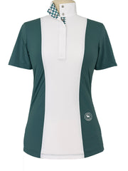 Girls "Luna II" Forest Green with Geometric Short Sleeve Performance Show Shirt