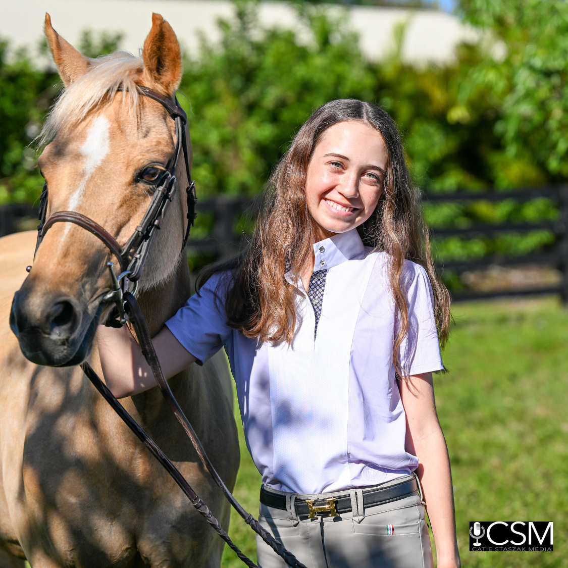 Girls "Luna II" Lilac Short Sleeve Performance Show Shirt with Bits Trim