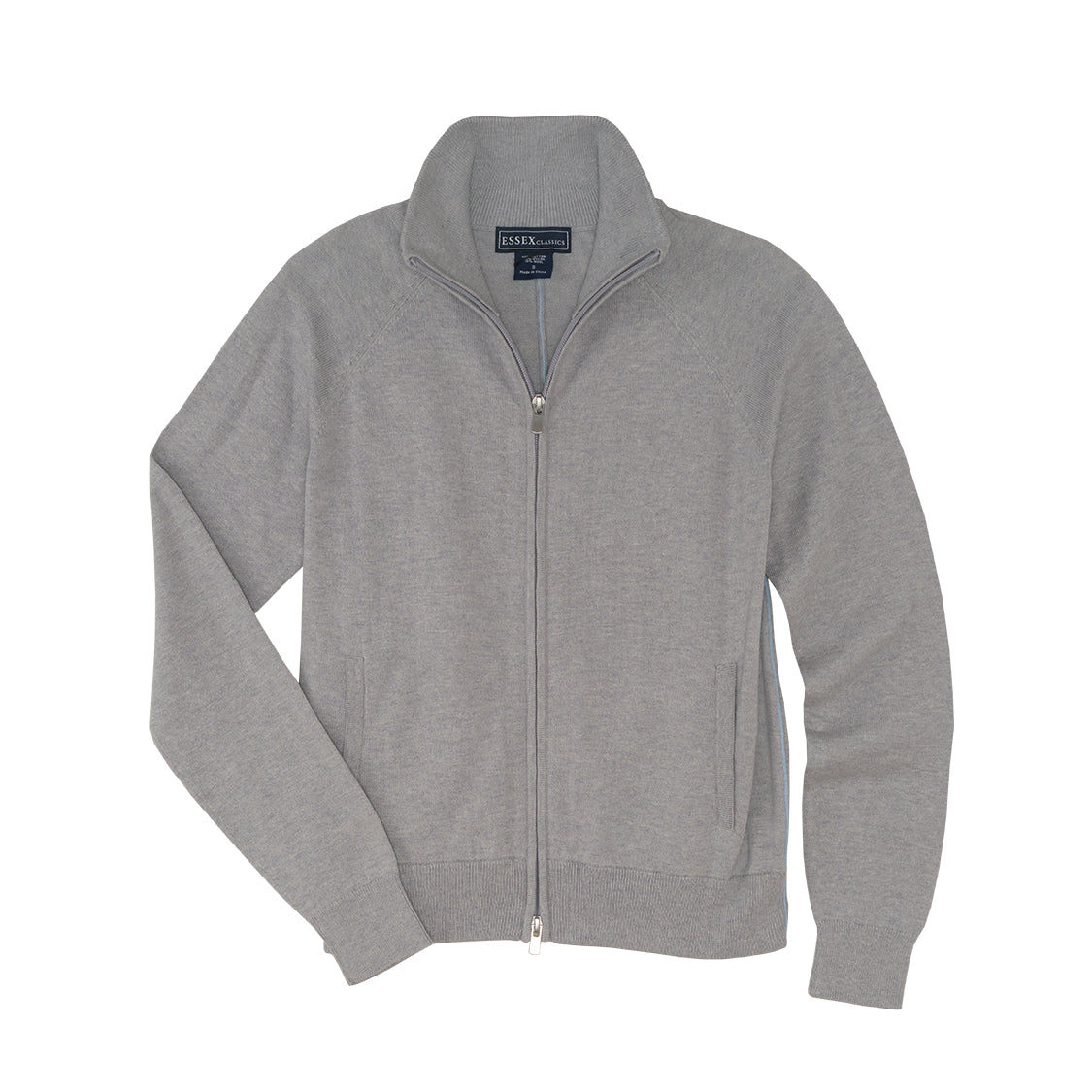 Allie” Grey Mock Neck Zip Cardigan – Essex Classics
