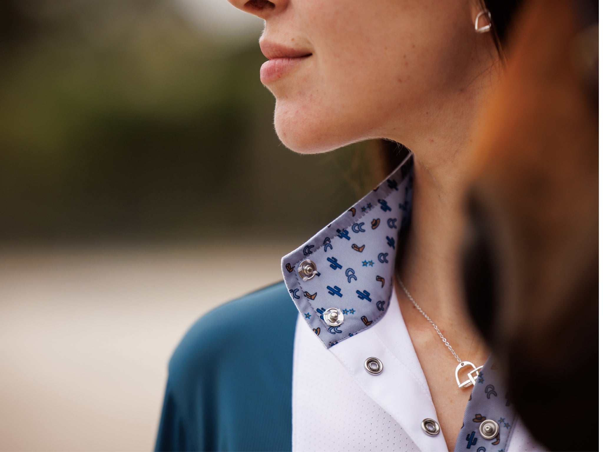 Ladies "Luna II" Teal with Boot Scootin' Long Sleeve Performance Show Shirt