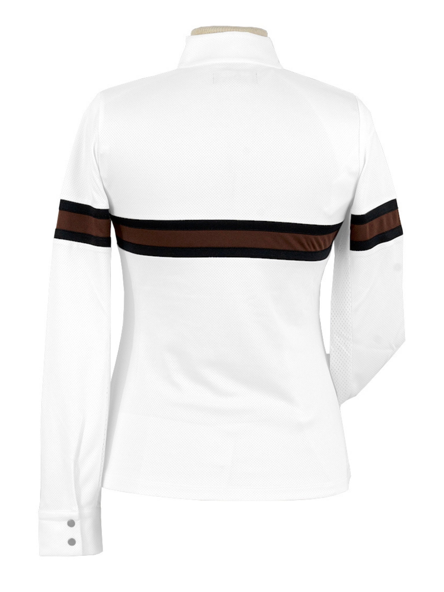 Cambridge Ladies Long Sleeve Show Shirt - White with Black & Chocolate