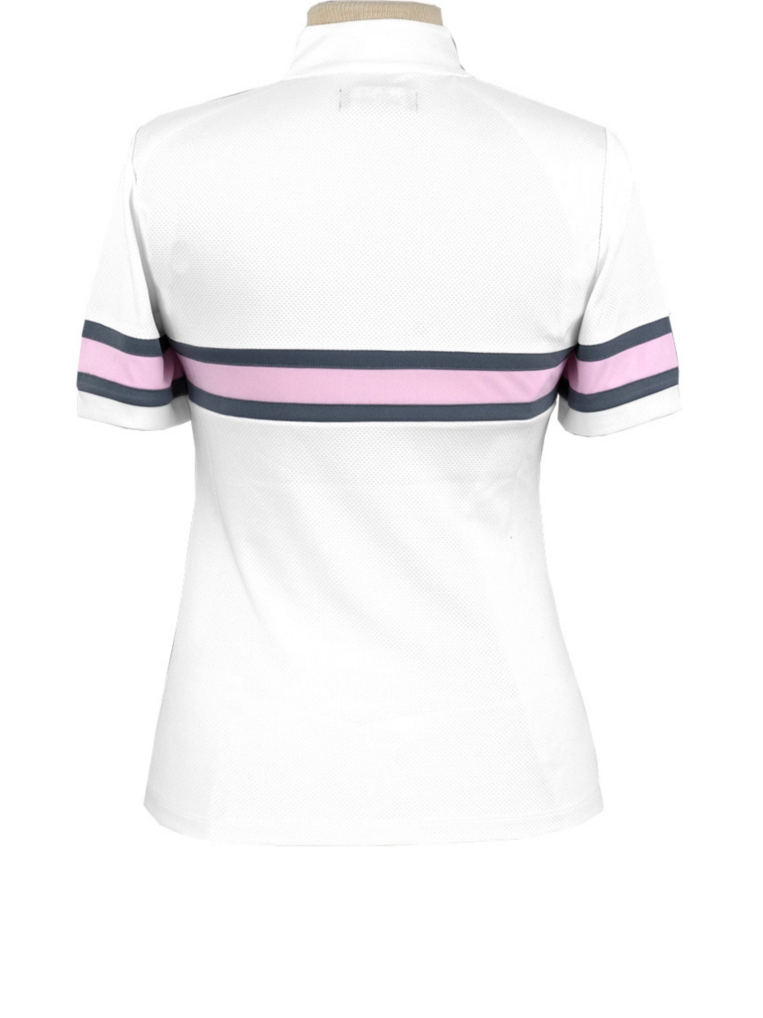 Cambridge Ladies Short Sleeve Show Shirt - White with Grey & Pink