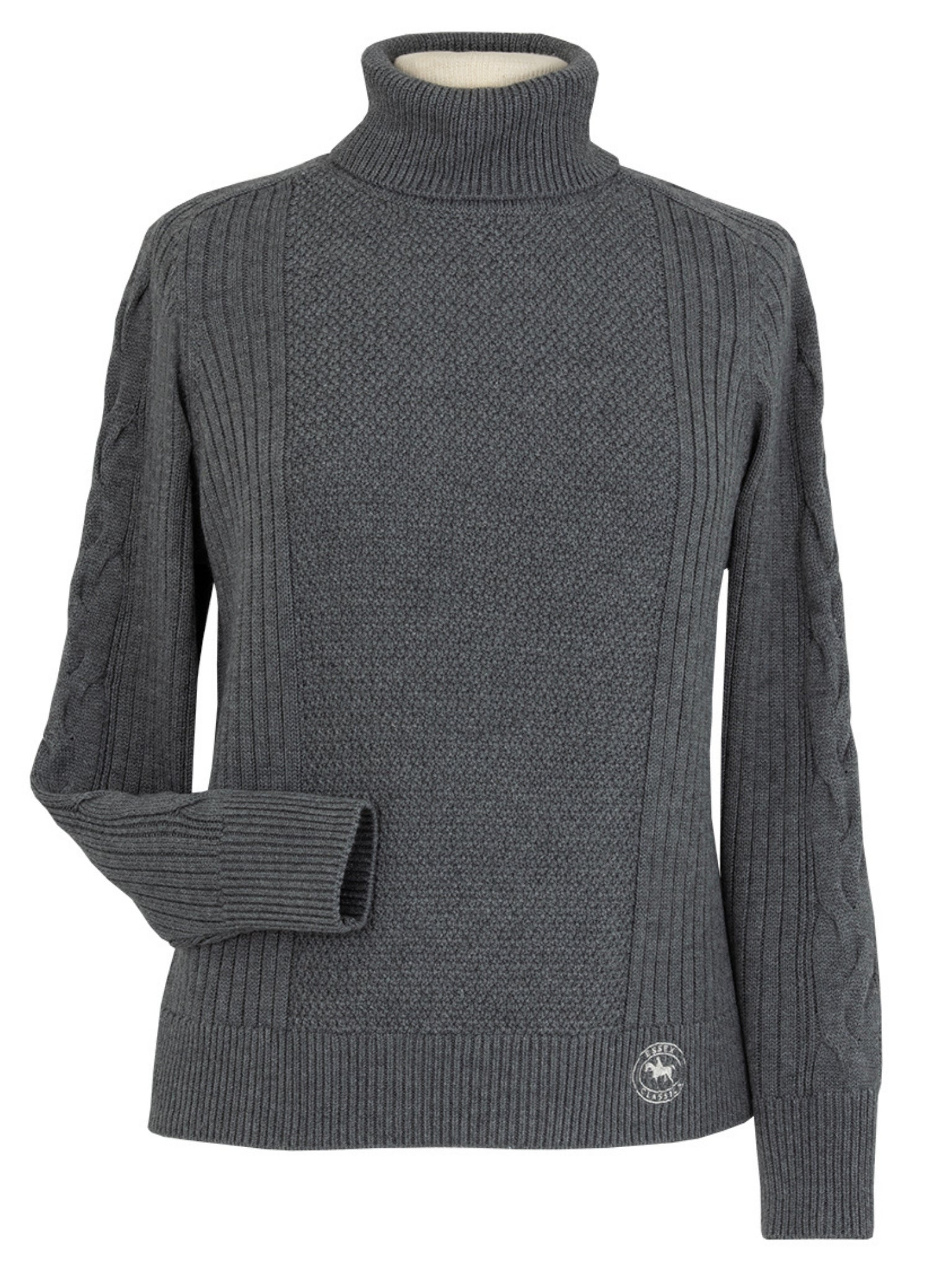 Laced Rein Cable Knit Sweater - Charcoal