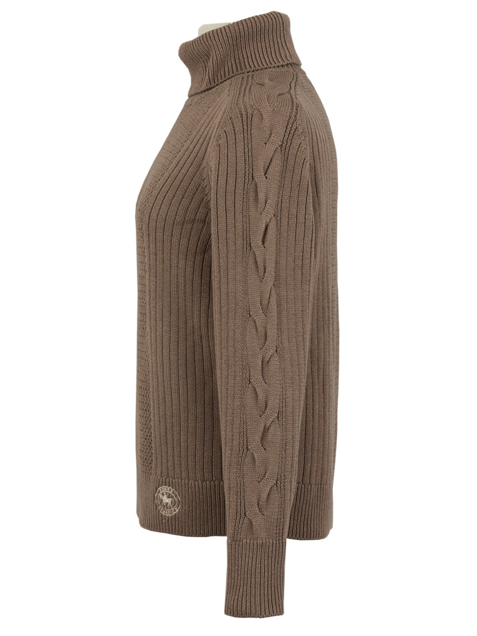Laced Rein Cable Knit Sweater - Tan