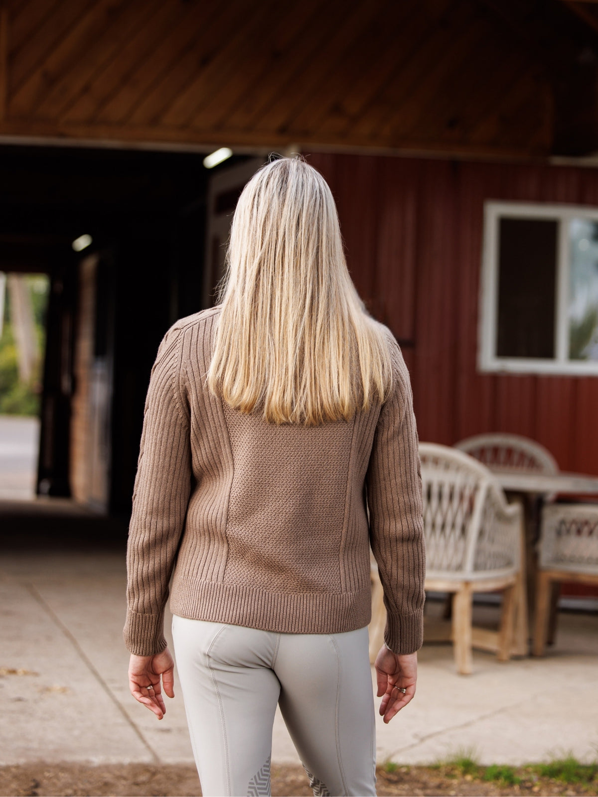 Laced Rein Cable Knit Sweater - Tan