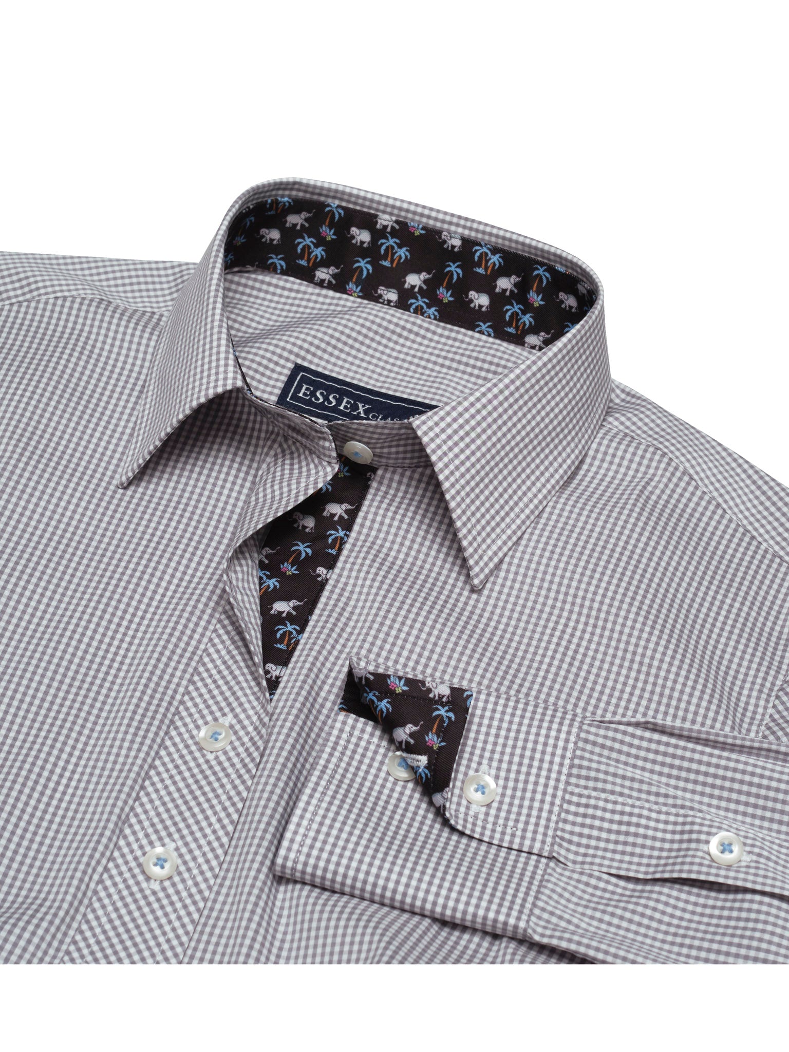 Dora Grey Gingham Check Tailored Shirt