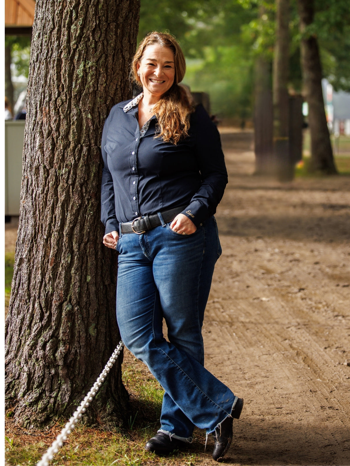 Dora II Schooling Shirt - Black with Happy Dogs Trim