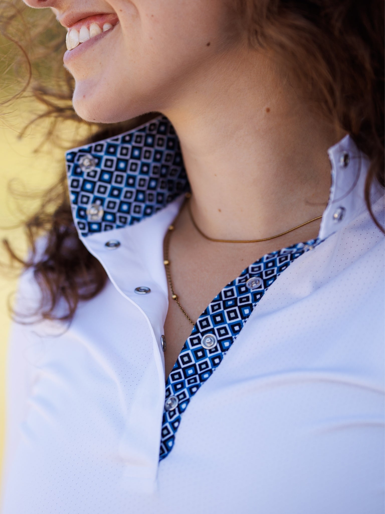 Diamonds Ladies Talent Yarn Straight Collar Short Sleeve Show Shirt