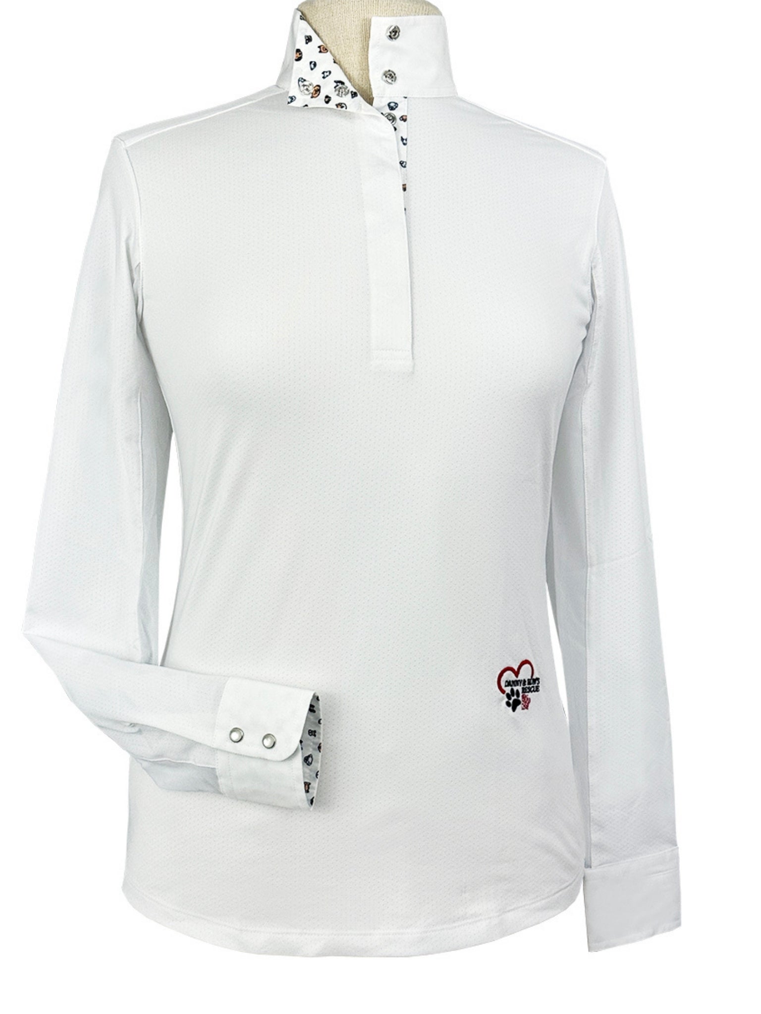Danny & Ron's Happy Dogs Ladies Talent Yarn Straight Collar Long Sleeve Show Shirt