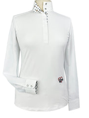 Danny & Ron's Happy Dogs Ladies Talent Yarn Straight Collar Long Sleeve Show Shirt